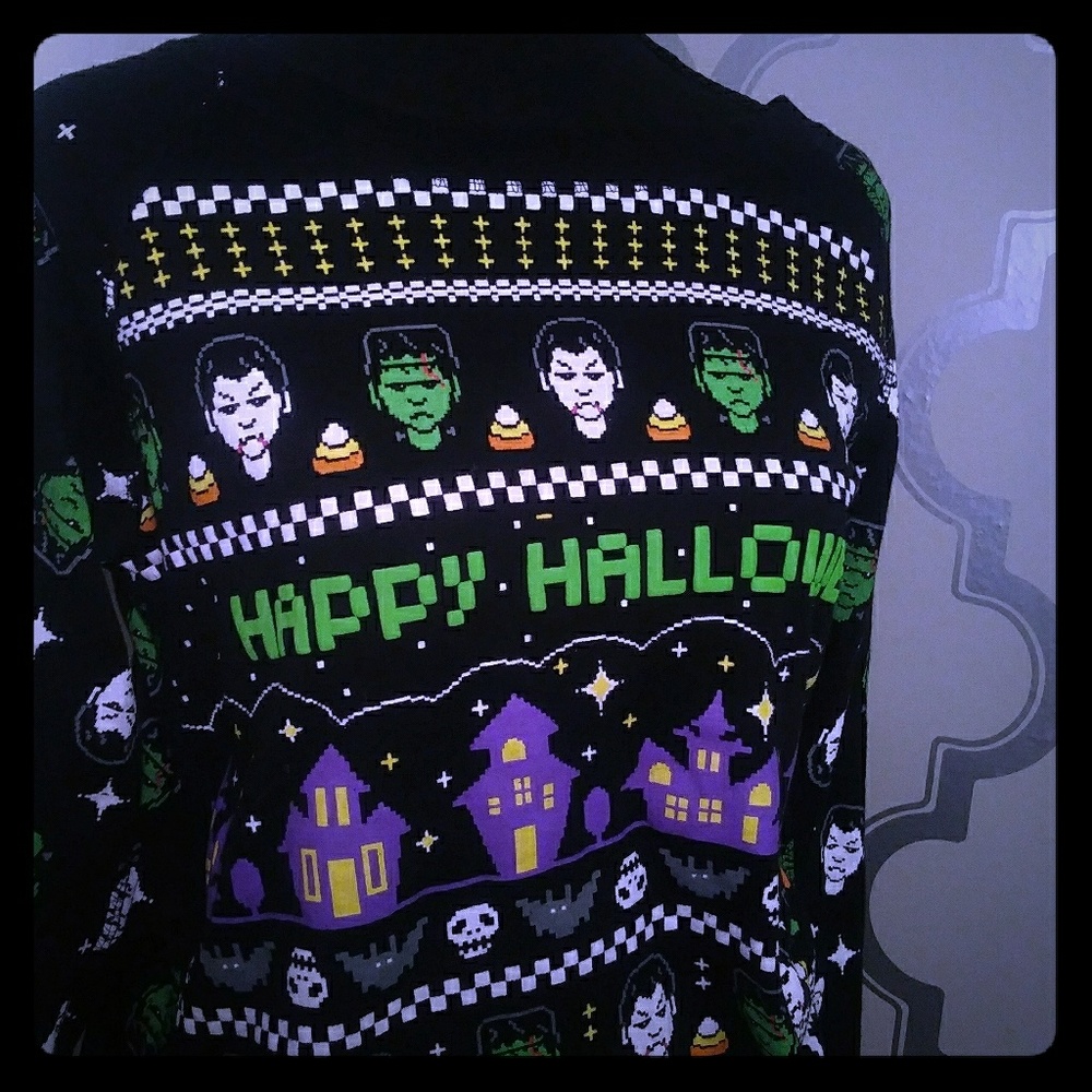 Halloween Long Sleeve Shirt Top Vampire Pumpkin
